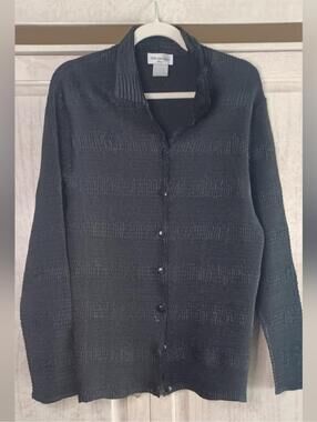 Vtg Made In France Crinkle Stretchy Button Up
